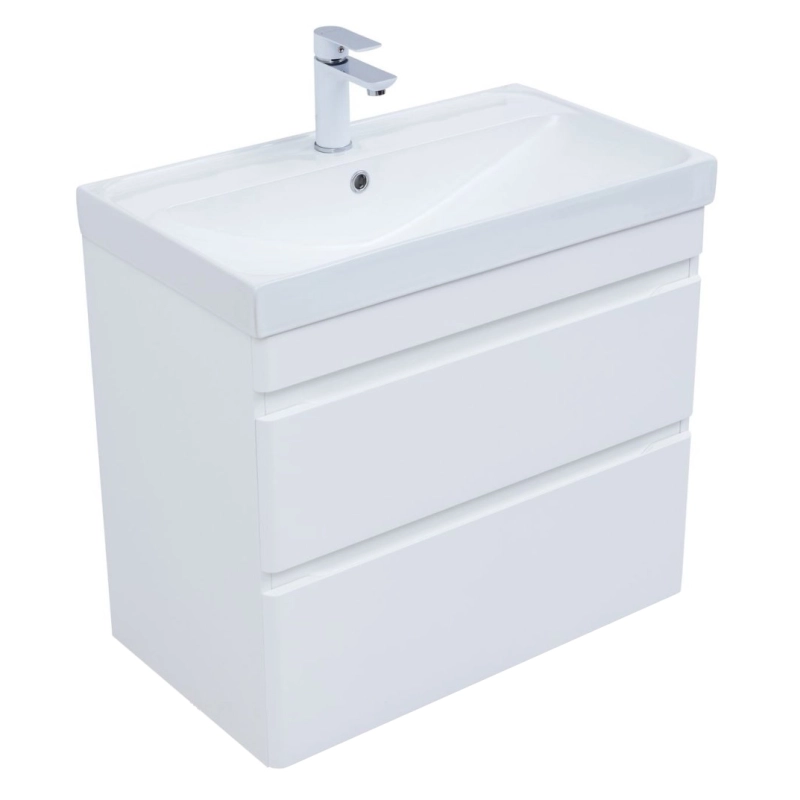 Тумба под раковину Aquanet Слим 346049 80 см (белый сатин) подвесная