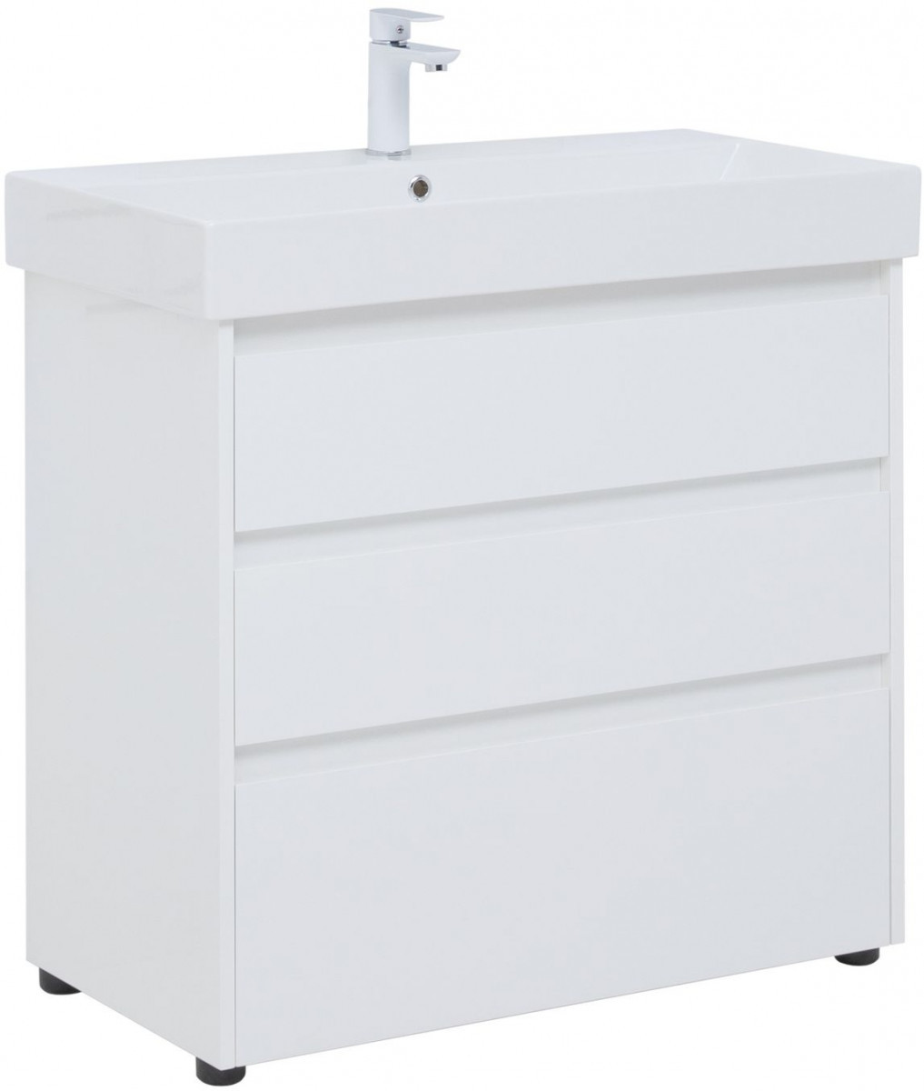 Тумба под раковину Aquanet Nova Lite 302475 85 см (белый) 3 ящика, напольная