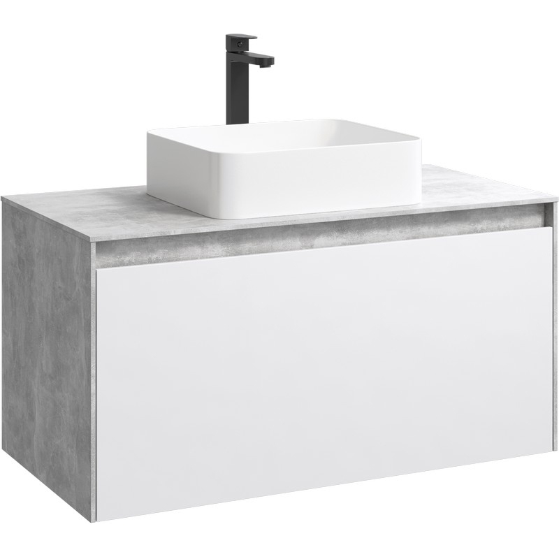 Корпус тумбы под раковину Aqwella Mobi MOB0110BS 100 см без фасада (бетон светлый) подвесной