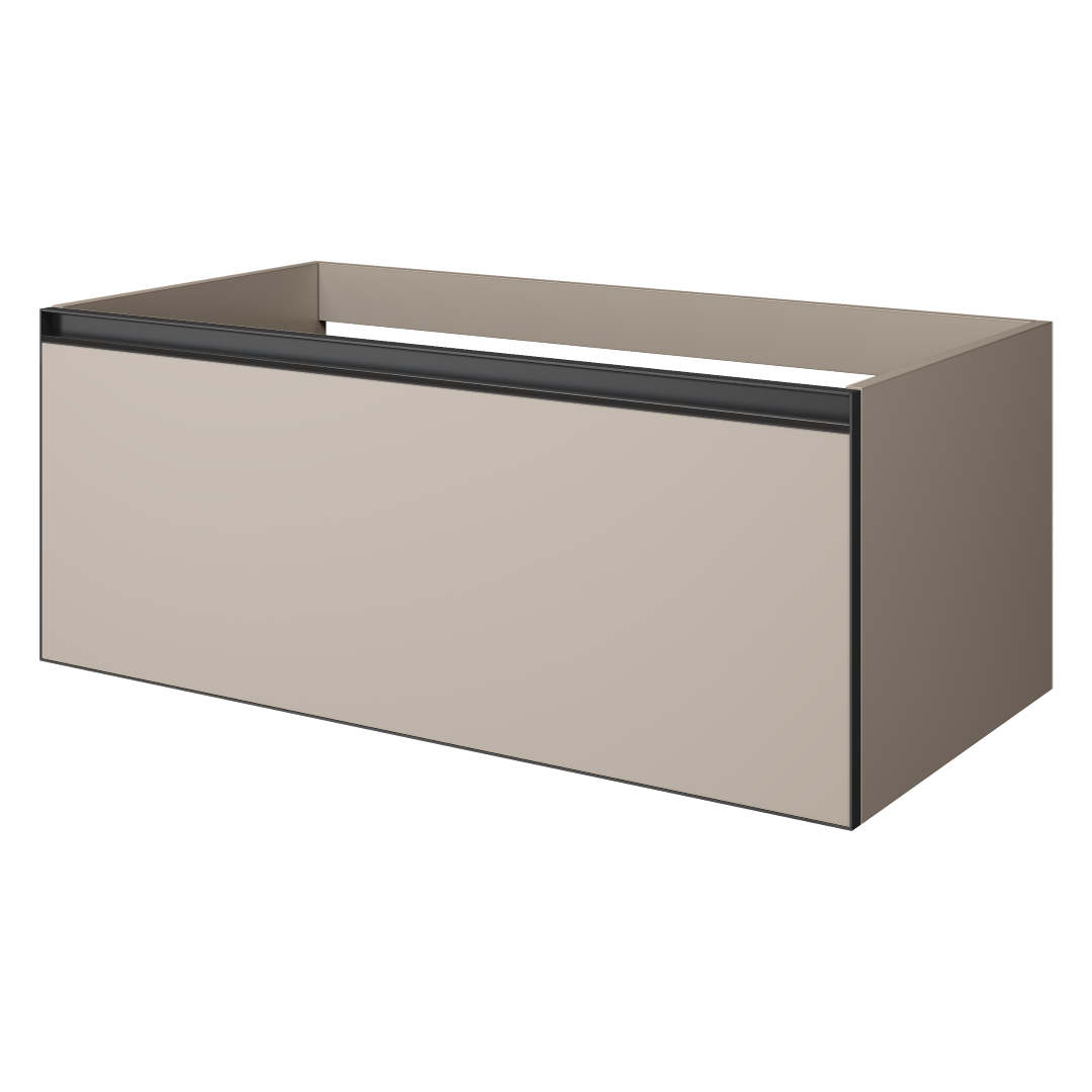 Тумба под раковину ArmadiArt Quatro 790-M1-100-D-A см (бежевый матовый/антрацит) подвесная