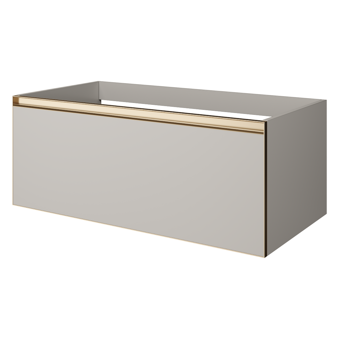 Тумба под раковину ArmadiArt Quatro 790-M1-100-CM-MG 100 см (кашемир/золото матовое) подвесная