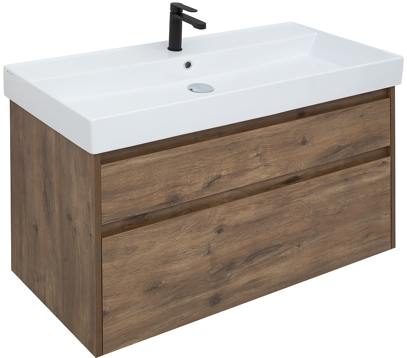 Тумба под раковину Aquanet Nova Lite 249957 100 см (дуб рустикальный) 2 ящика, подвесная