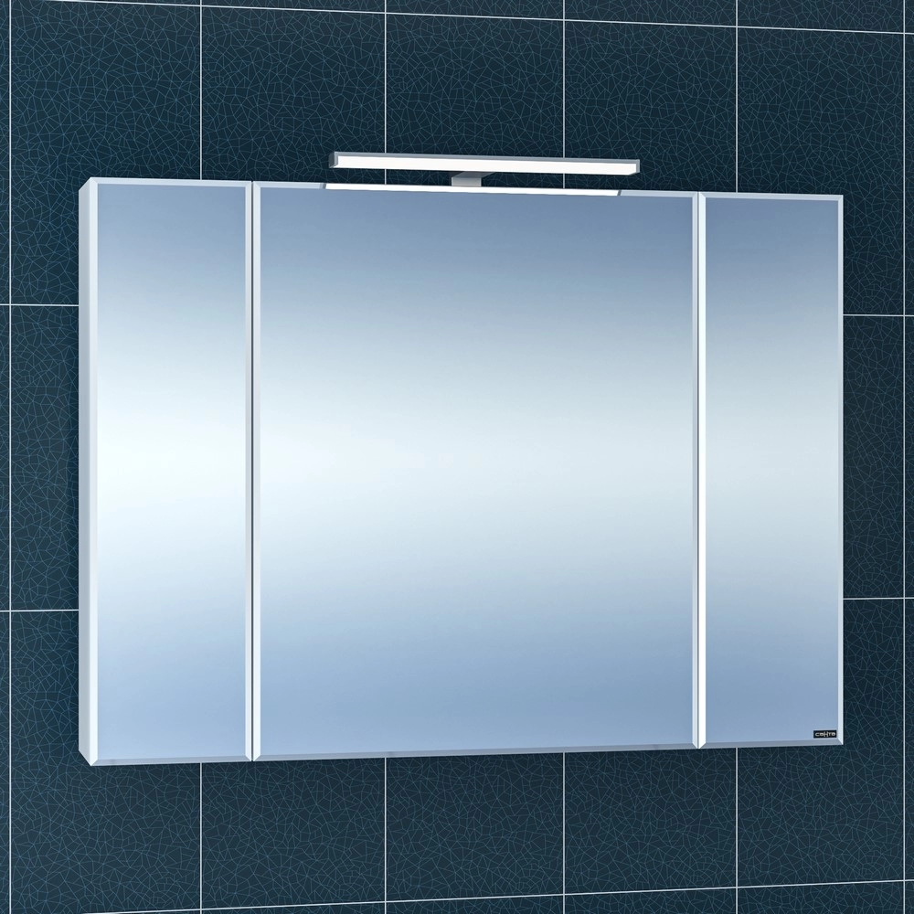 Зеркальный шкаф СанТа Стандарт 1000*730 мм (белый) фацет, с подсветкой