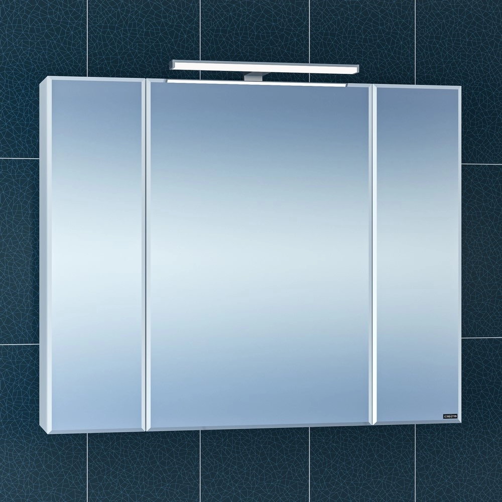 Зеркальный шкаф СанТа Стандарт 900*730 мм (белый) фацет, с подсветкой