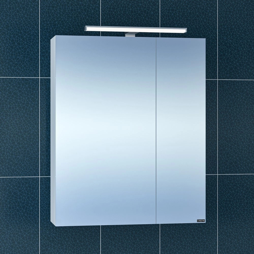 Зеркальный шкаф СанТа Стандарт 600*730 мм (белый) с подсветкой