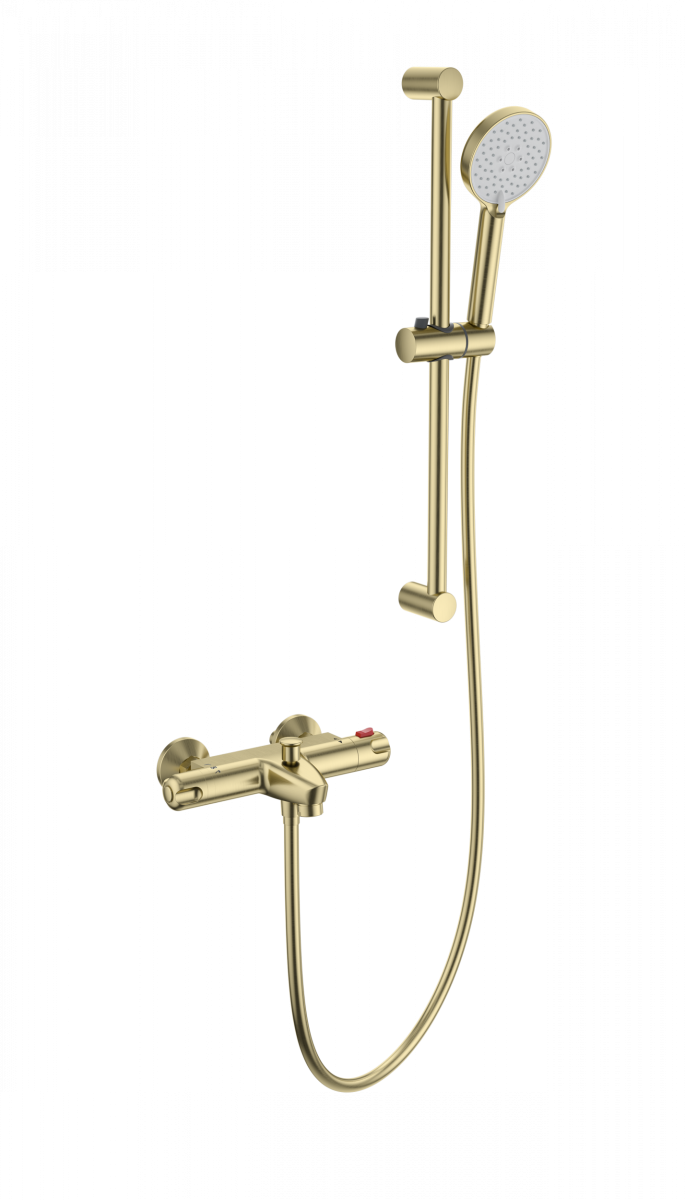 Смеситель для ванны с душем Wonzon & Woghand WW-C2001-A-BG (брашированное золото) с термостатом