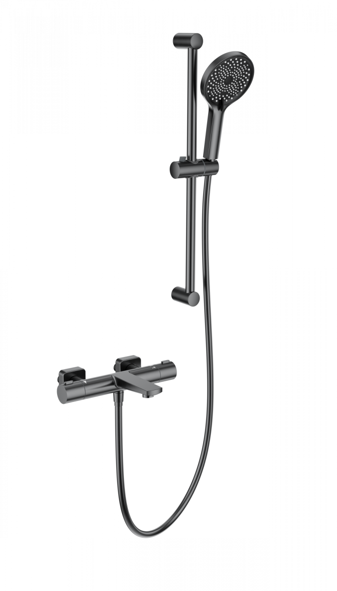 Смеситель для ванны с душем Wonzon & Woghand WW-C2021-A-BGG (тёмный графит) с термостатом