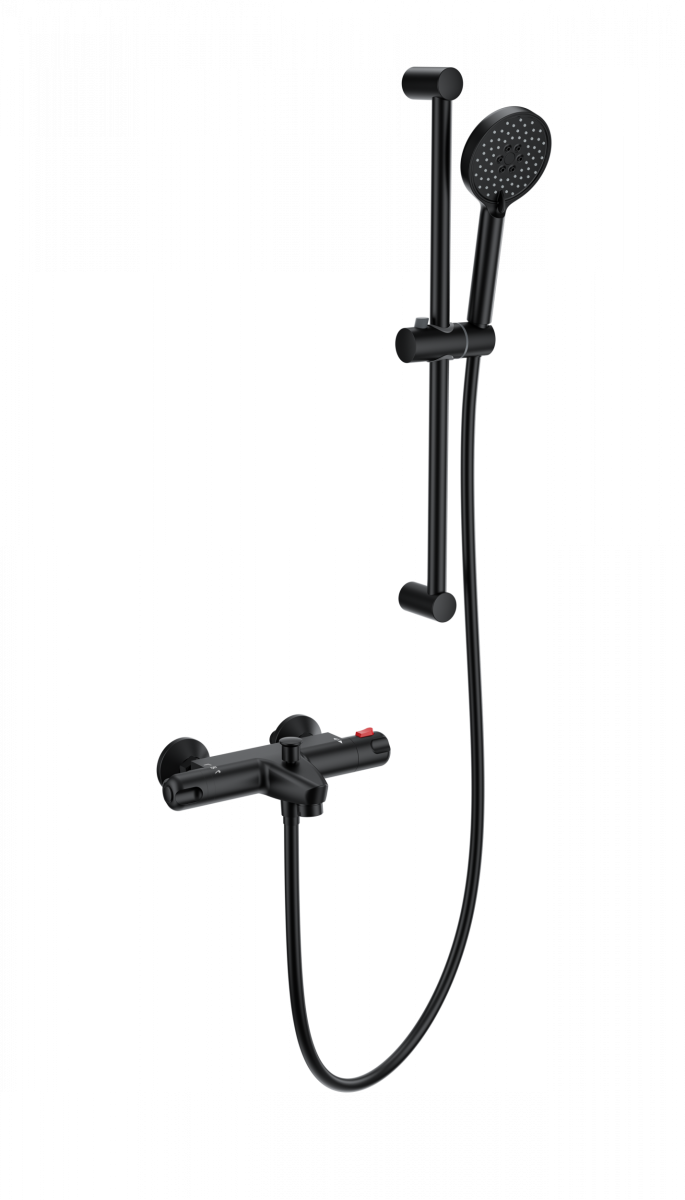 Смеситель для ванны с душем Wonzon & Woghand WW-C2001-A-MB (чёрный матовый) с термостатом