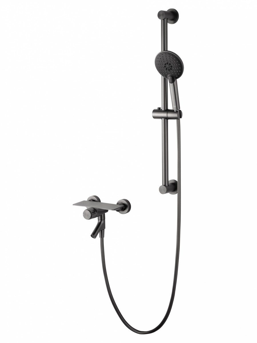 Смеситель для ванны с душем Wonzon & Woghand CLICK WW-FE05L222-BGG (тёмный графит)