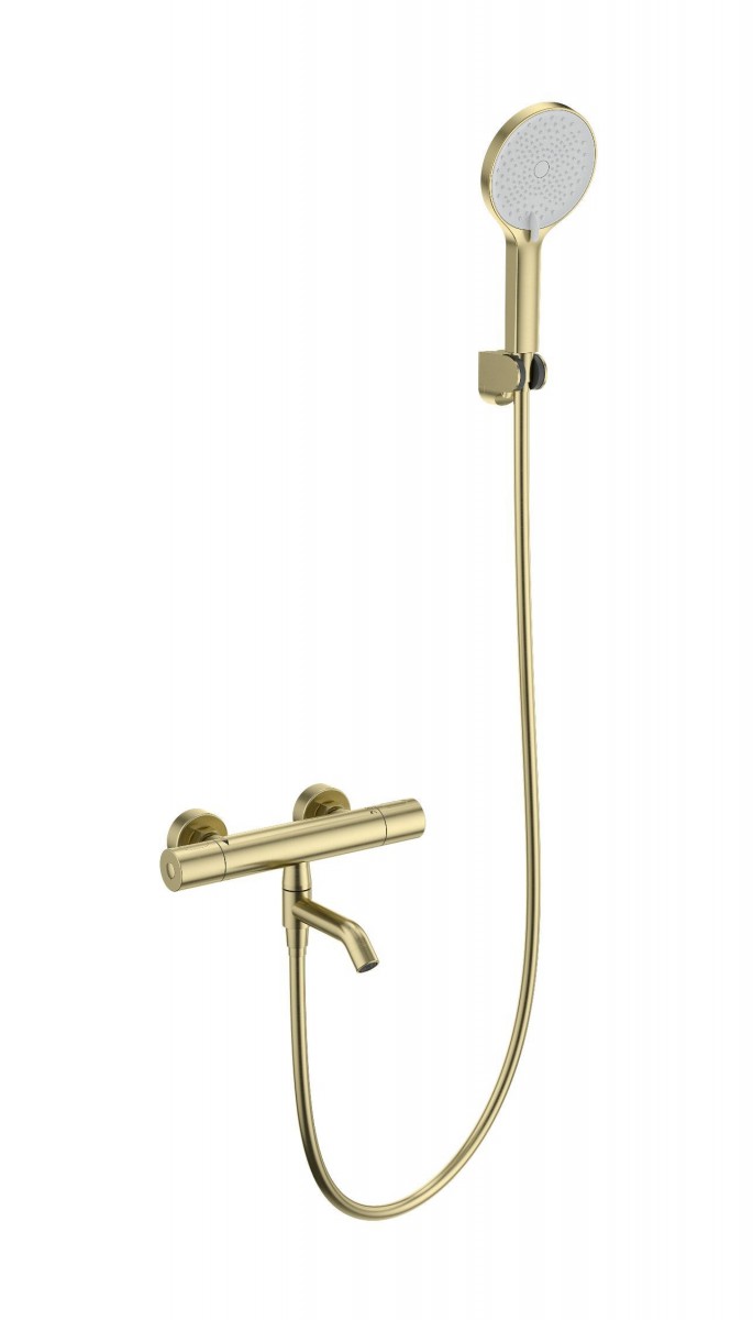 Смеситель для ванны с душем Wonzon & Woghand Inn 1 WW-B3013-A1-BG (брашированное золото) с термостатом