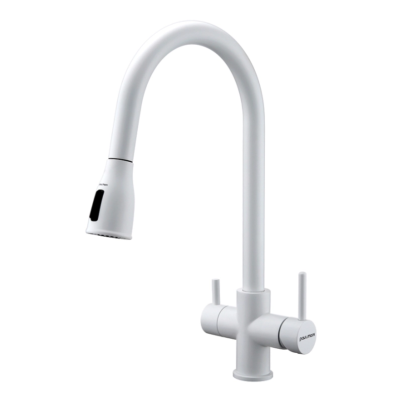 Смеситель для кухни Paulmark Lange La214212-WH (белый матовый)