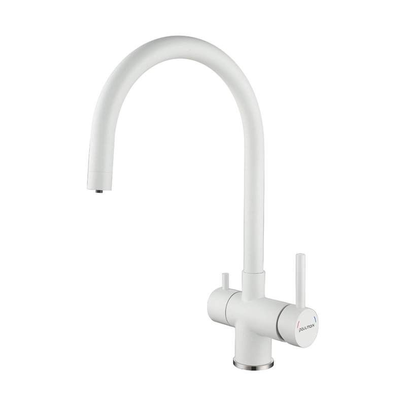 Смеситель для кухни Paulmark Heller He213218-WH (белый матовый)