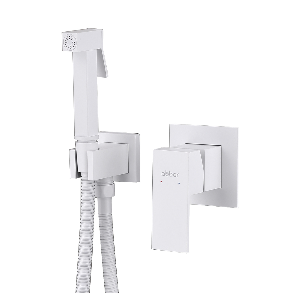 Гигиенический душ со смесителем Abber Daheim AF8225W (белый матовый)