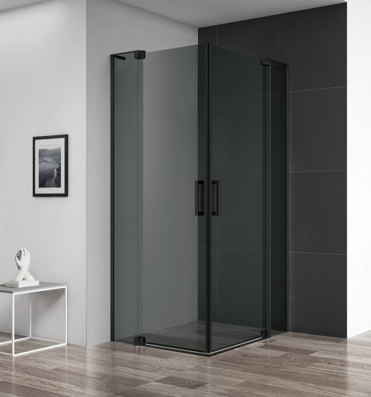 Душевой уголок Cezares SLIDER-AH-2-80/90-90/100-GRIGIO-NERO 800*900 мм (черный/тонированное)