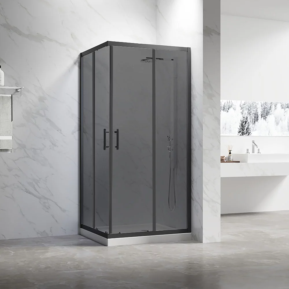 Душевой уголок Veconi RV-27B Grey RV27B-10090-05-C8 1000*900 мм (чёрный матовый/тонированное)
