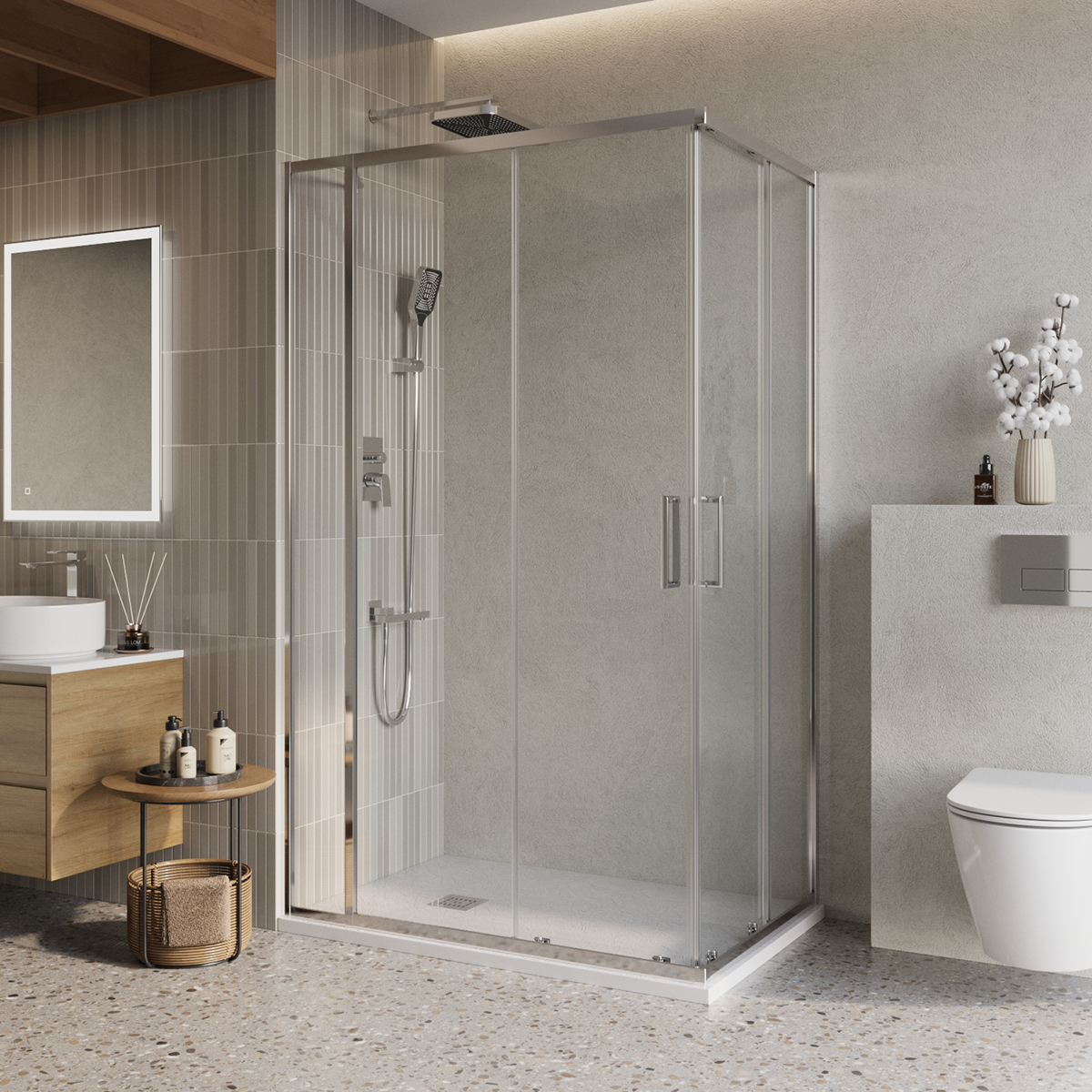 Душевой уголок BelBagno LUCE-AH-21-100/80-C-Cr 1000*800 мм (хром/прозрачное)