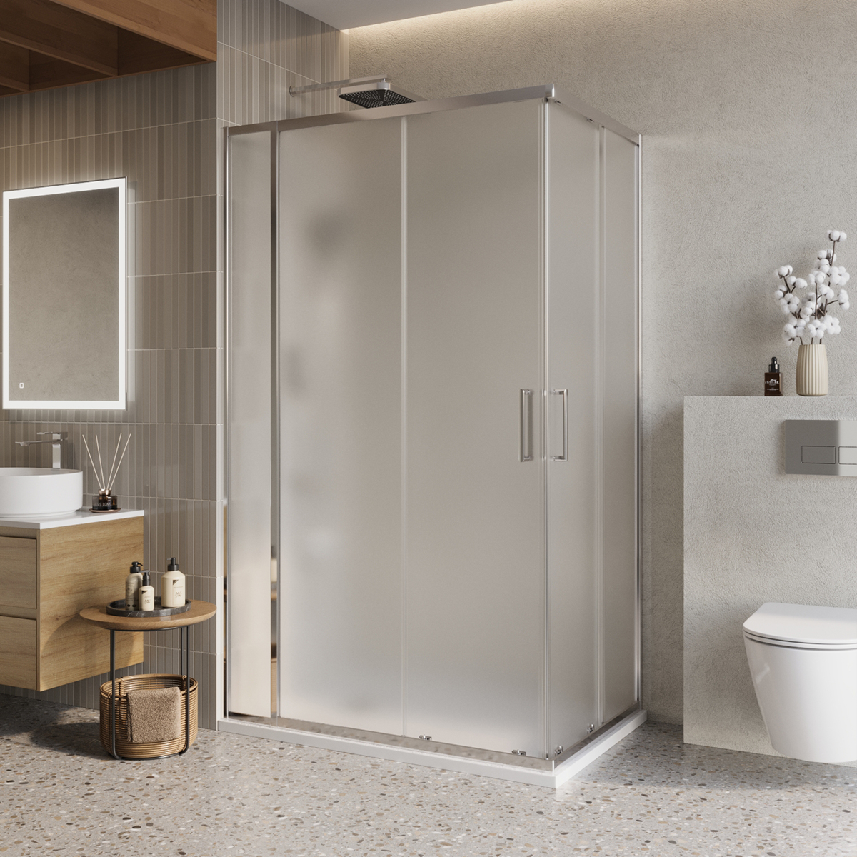 Душевой уголок BelBagno LUCE-AH-21-110/90-P-Cr 1100*900 мм (хром/рифлёное)