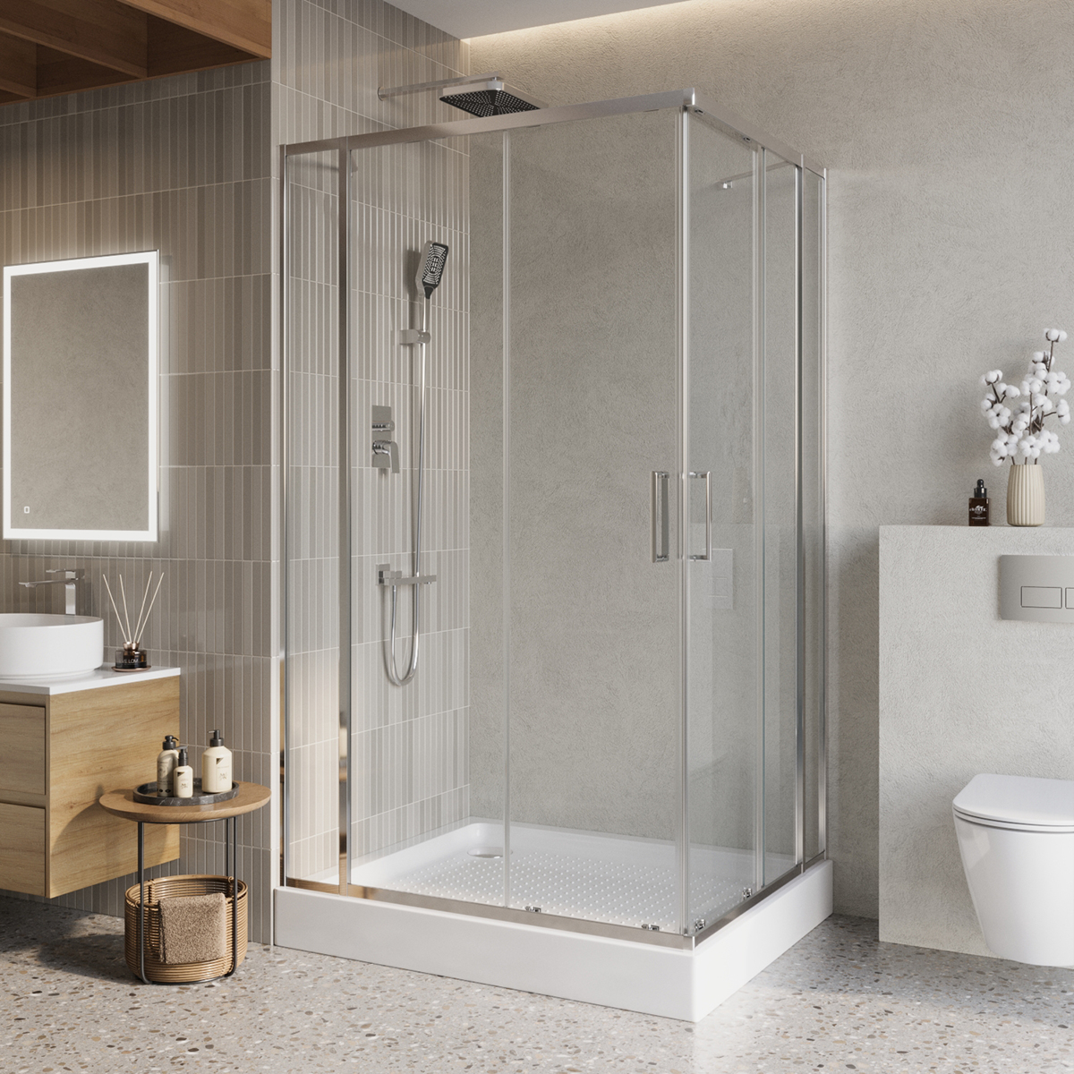 Душевой уголок BelBagno LUCE-AH-22-105/100-C-Cr 1050*1000 мм (хром/прозрачное)