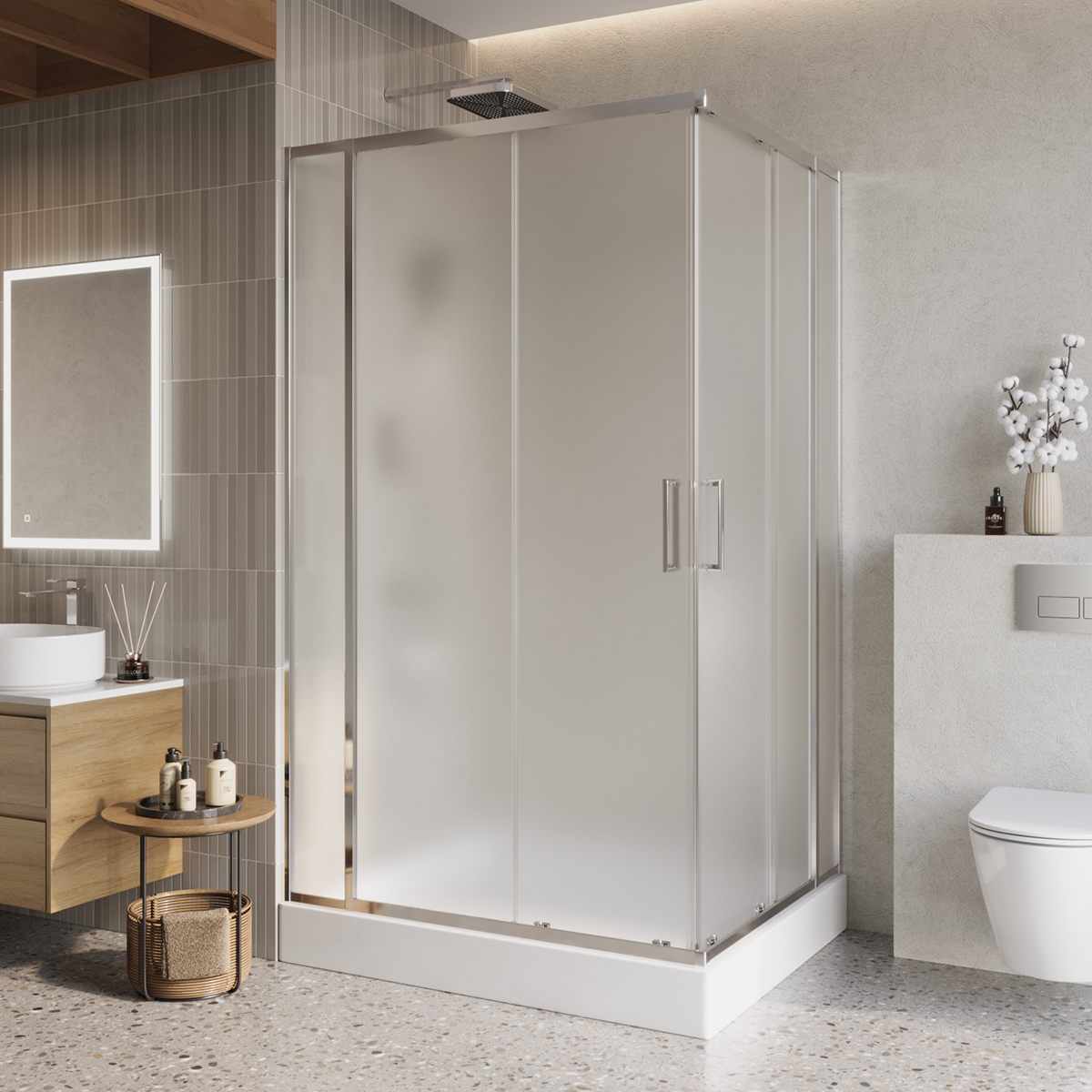 Душевой уголок BelBagno LUCE-AH-22-120/100-P-Cr 1200*1000 мм (хром/рифлёное)
