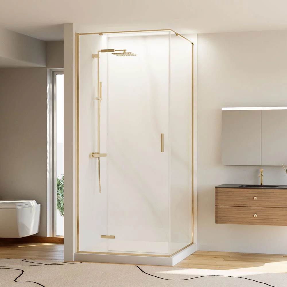 Душевой уголок Veconi Rovigo RV073G-8090-01-C4 800*900 мм (брашированное золото/прозрачное)