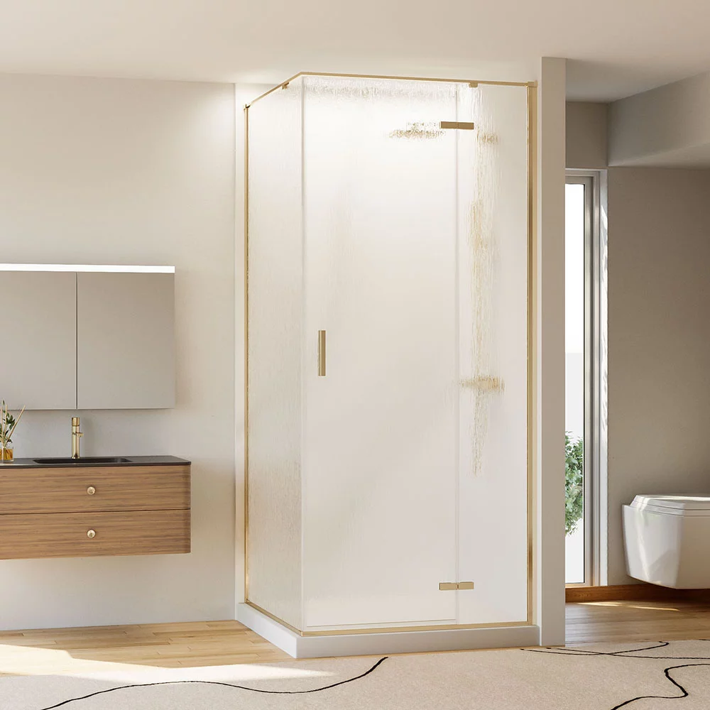 Душевой уголок Veconi Rovigo RV073RG/R-80100-06-C4 800*1000 мм (брашированное золото/дождь) R