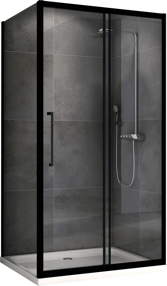 Душевой уголок Abber Schwarzer Diamant AG30100BH-S50B 1000*500 мм (чёрный/прозрачное)
