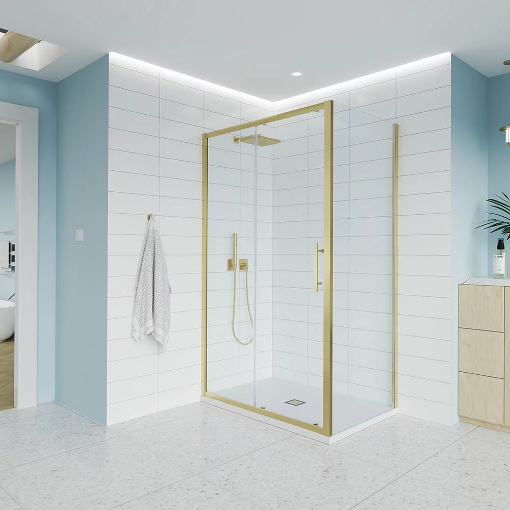 Душевой уголок Veconi Evo 100SP G E1-SP-G-130100-01-C9 1300*1000 мм (золото брашированное/прозрачное)