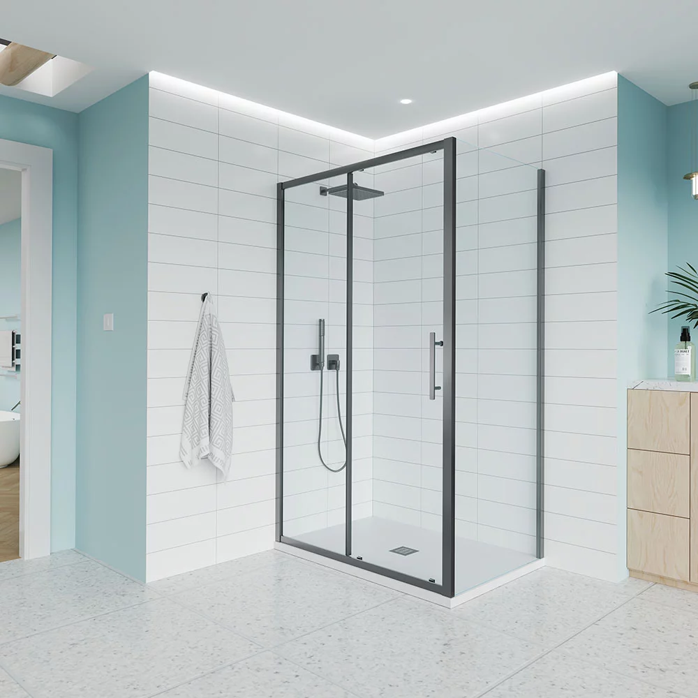 Душевой уголок Veconi Evo 100SP GR E1-SP-GR-15090-01-C9 1500*900 мм (графит брашированный/прозрачное)