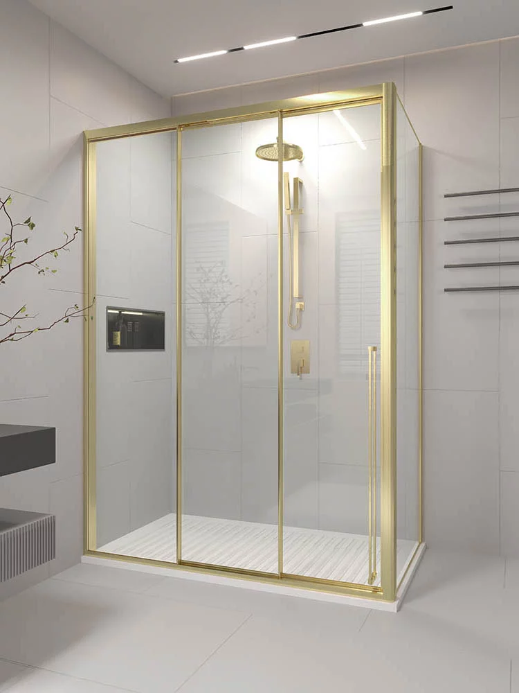 Душевой уголок Veconi Ptato 300 SP G-L PR3/L-SP-110100-01-G-C4 1100*1000 мм (золото брашированное/прозрачное)