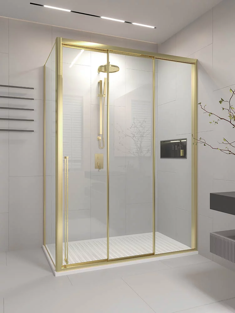 Душевой уголок Veconi Ptato 300 SP G-R PR3/R-SP-110100-01-G-C4 1100*1000 мм (золото брашированное/прозрачное)