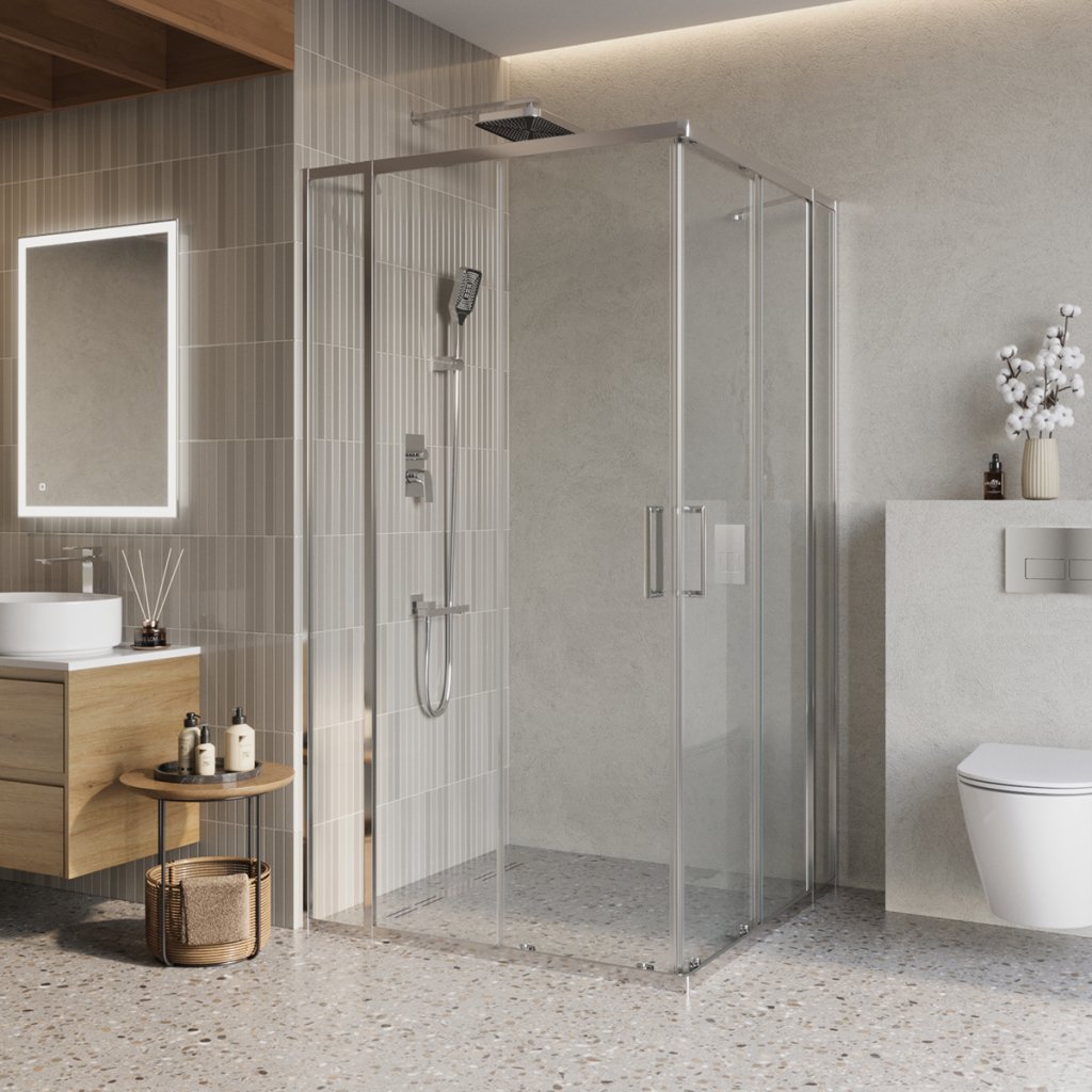 Душевой уголок BelBagno LUCE-A-22-80+20-C-Cr 1000*1000 мм (хром/прозрачное)