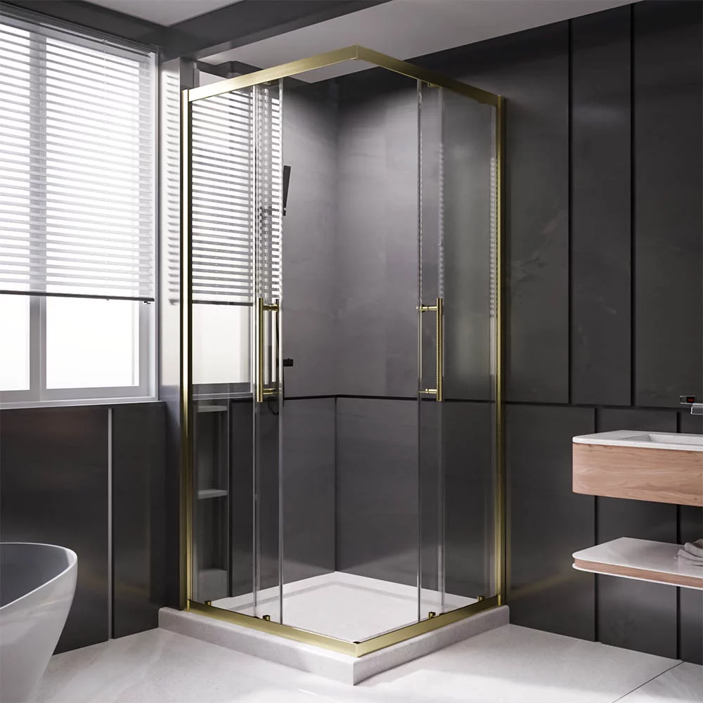 Душевой уголок Veconi Premium Trento PTC-20G PTC20-G-10080-01-C4 1000*800 мм (золото брашированное/прозрачное)