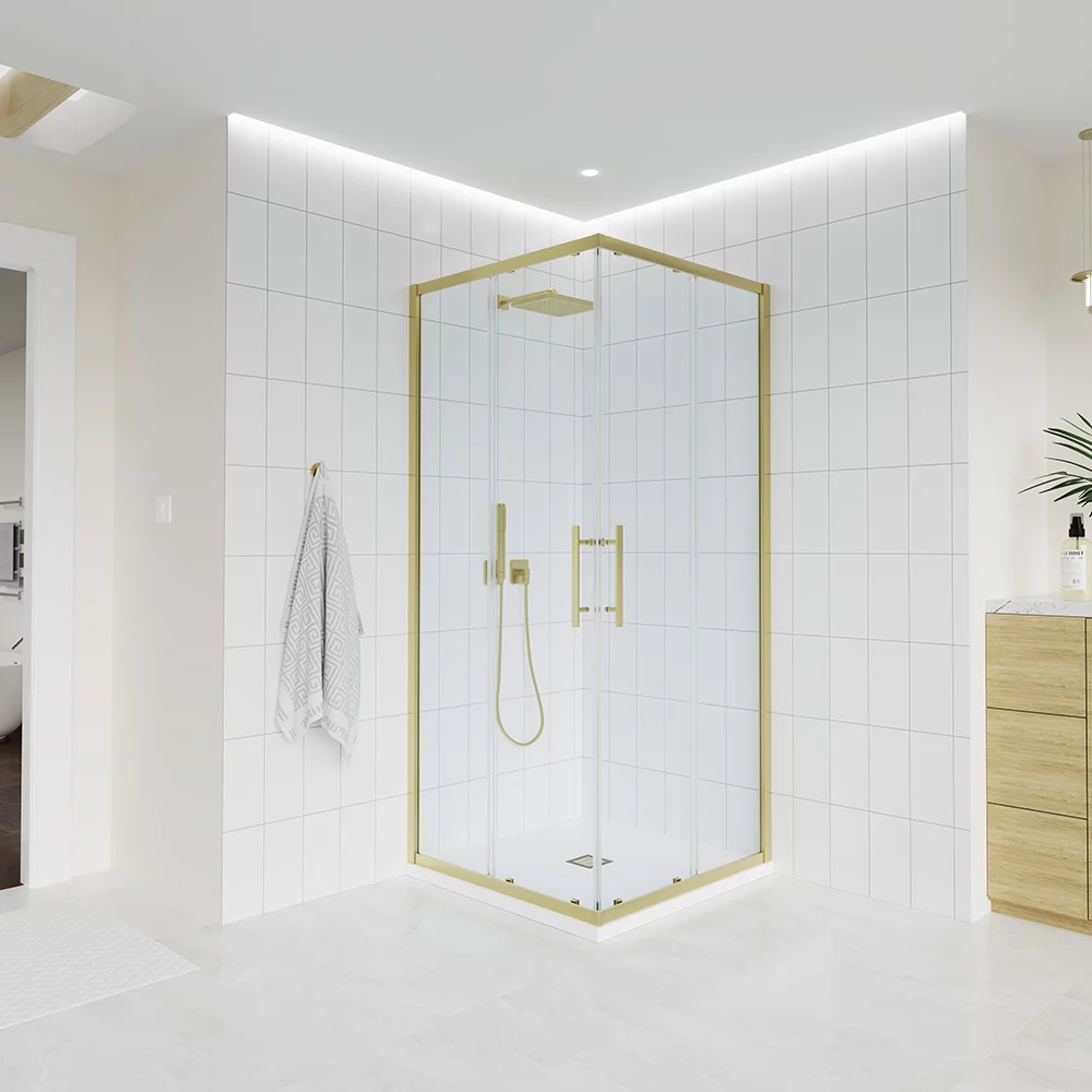 Душевой уголок Veconi Evo 300 G E3-G-12090-01-C9 1200*900 мм (золото брашированное/прозрачное)