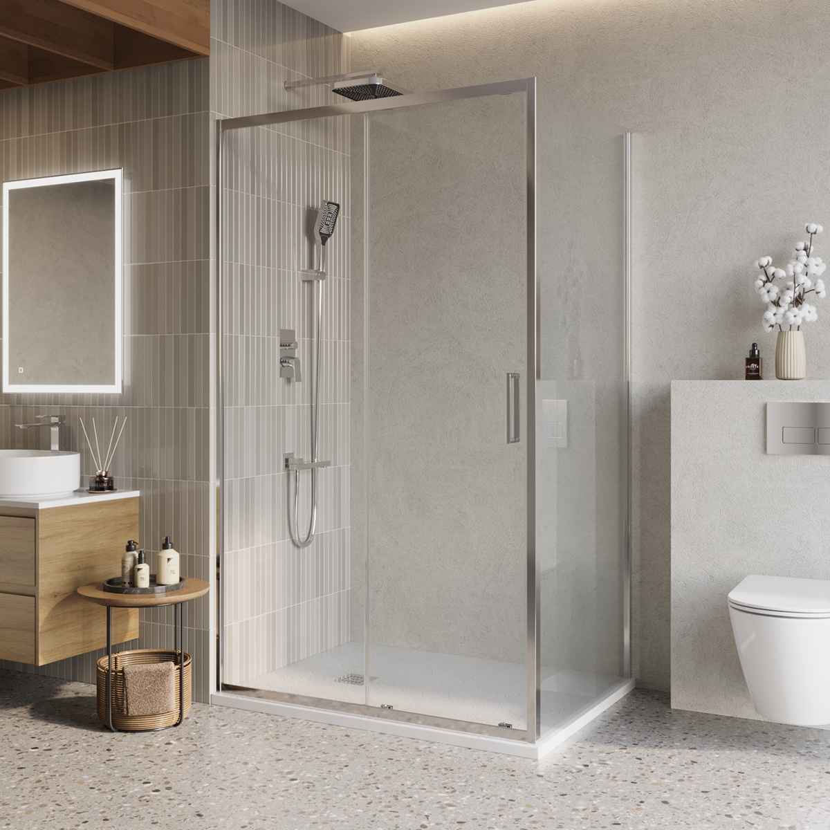 Душевой уголок BelBagno LUCE-AH-1-100/80-C-Cr 1000*800 мм (хром/прозрачное)