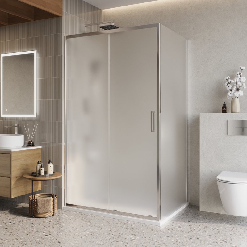 Душевой уголок BelBagno LUCE-AH-1-120/90-P-Cr 1200*900 мм (хром/рифлёное)