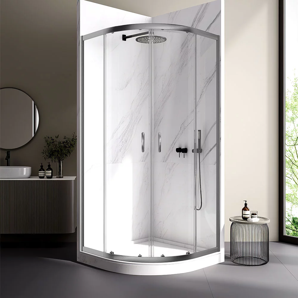 Душевой уголок Veconi RV-202GR RV202GR-80-01-C4 800*800 мм (графит брашированный/прозрачное)