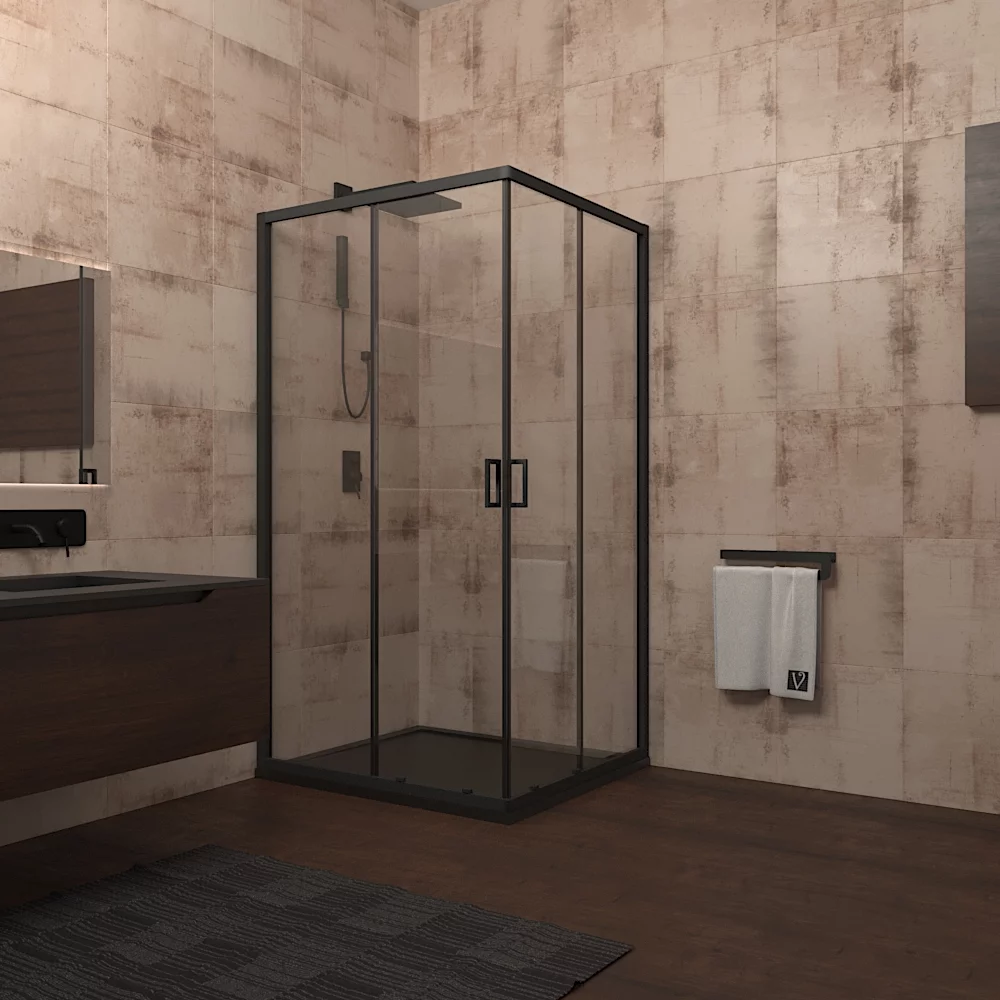 Душевой уголок Veconi RV-13 RV13-110-01-C5 1100*1100 мм (чёрный матовый/прозрачное)