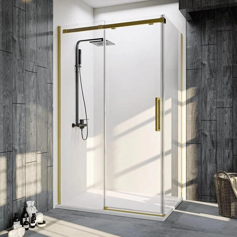 Душевой уголок Veconi RV-070G RV070G-12080-01-C4 1200*800 мм (брашированное золото/прозрачное)