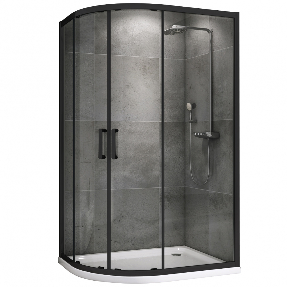 Душевой уголок Abber Schwarzer Diamant AG01128B 1200*800 мм (чёрный/прозрачное)