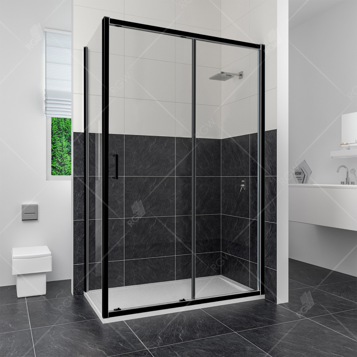 Душевой уголок RGW Classic CL-48B 1300*1000 мм (черный/прозрачное)