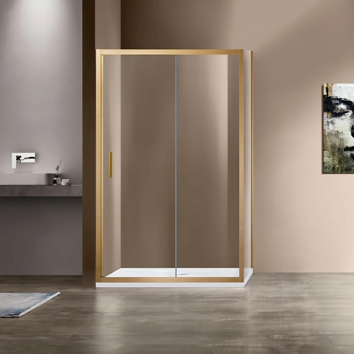 Душевой уголок Vincea Garda VSR-1G8012CLG 1200*800 мм (золото брашированное/прозрачное)
