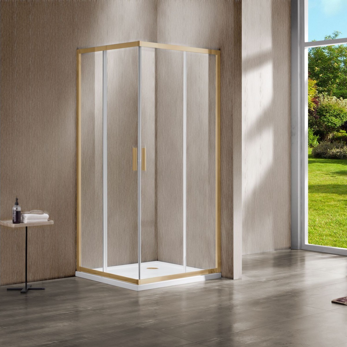 Душевой уголок Vincea Garda VSS-1G8090CLG 900*800 мм (золото брашированное/прозрачное)
