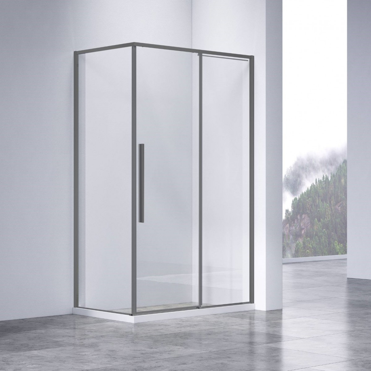 Душевой уголок Vincea Slim-N VSR-4SN9013CLGM 1300*900 мм (вороненая сталь/прозрачное)