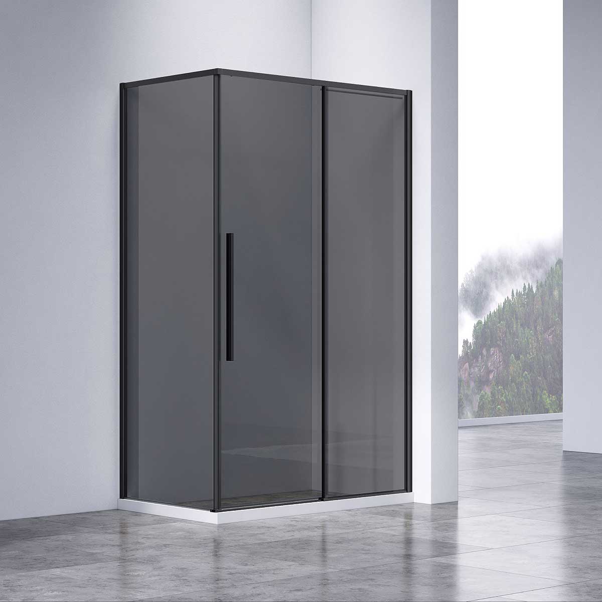 Душевой уголок Vincea Slim-N VSR-4SN8011CGB 1100*800 мм (черный/тонированное)