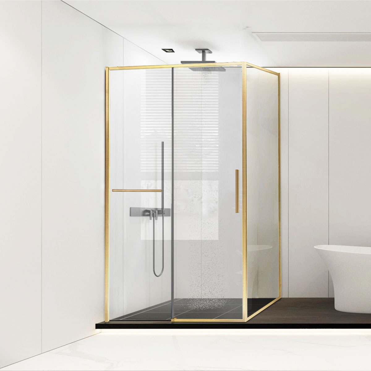 Душевой уголок Vincea Slim Soft VSR-1SS8012CLG 1200*800 мм (брашированное золото/прозрачное)