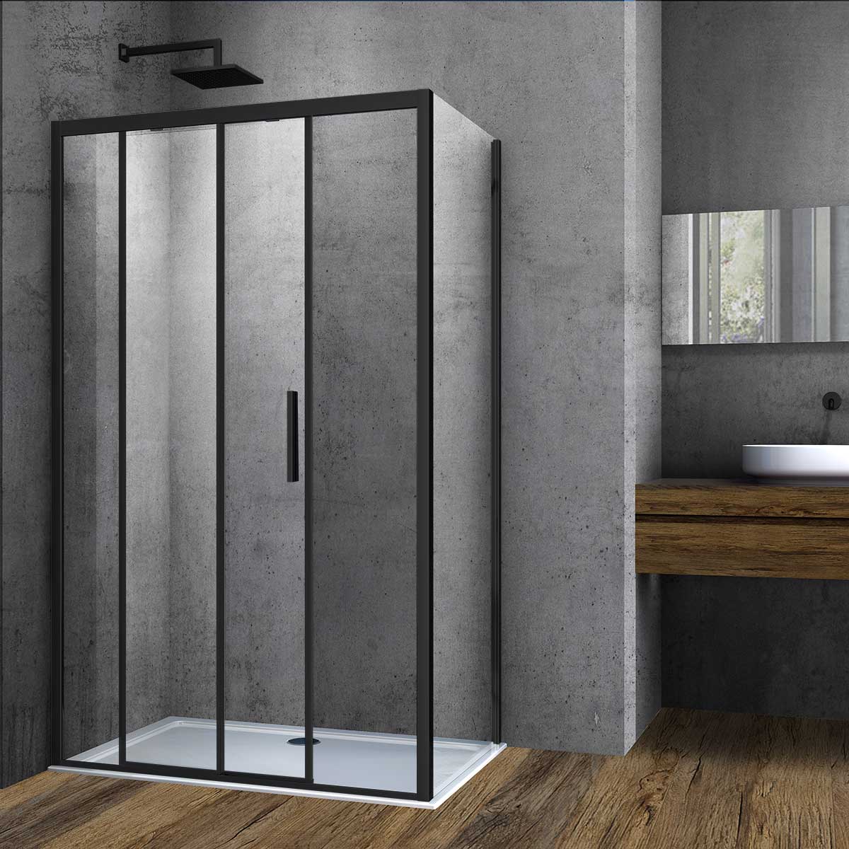 Душевой уголок Vincea Soft VSR-3SO9014CLB 1400*900 мм (черный/прозрачное)