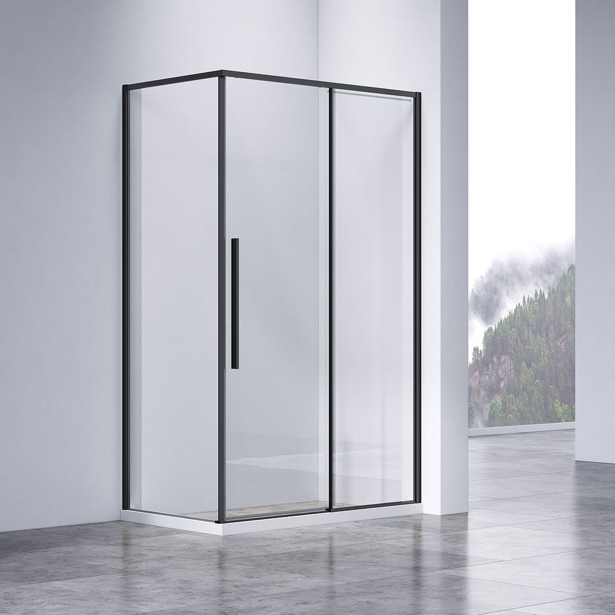 Душевой уголок Vincea Slim-N VSR-4SN9011CLB 1100*900 мм (черный/прозрачное)
