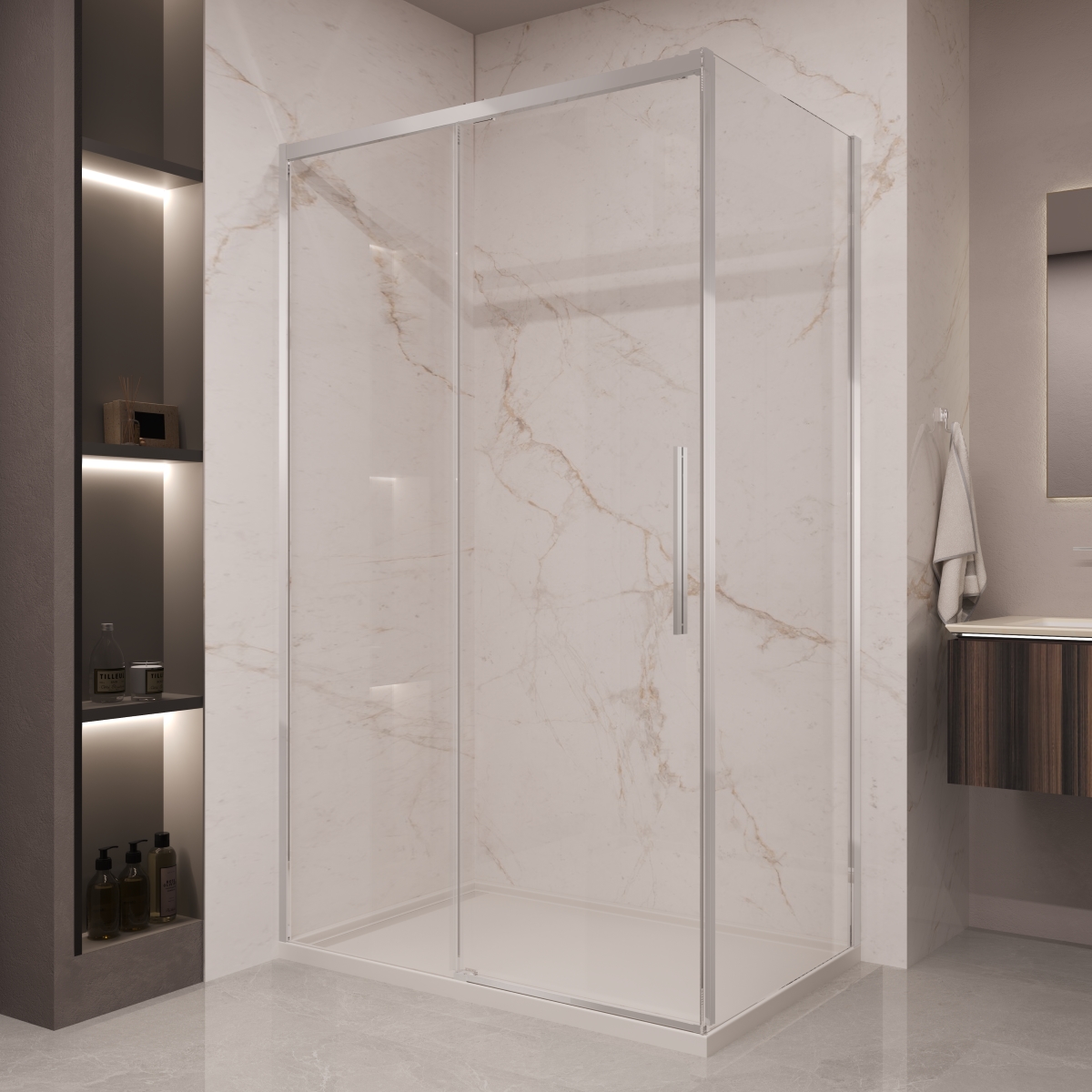 Душевой уголок Vincea Stella VSR-1ST1012CL 1200*1000 мм (хром/прозрачное)