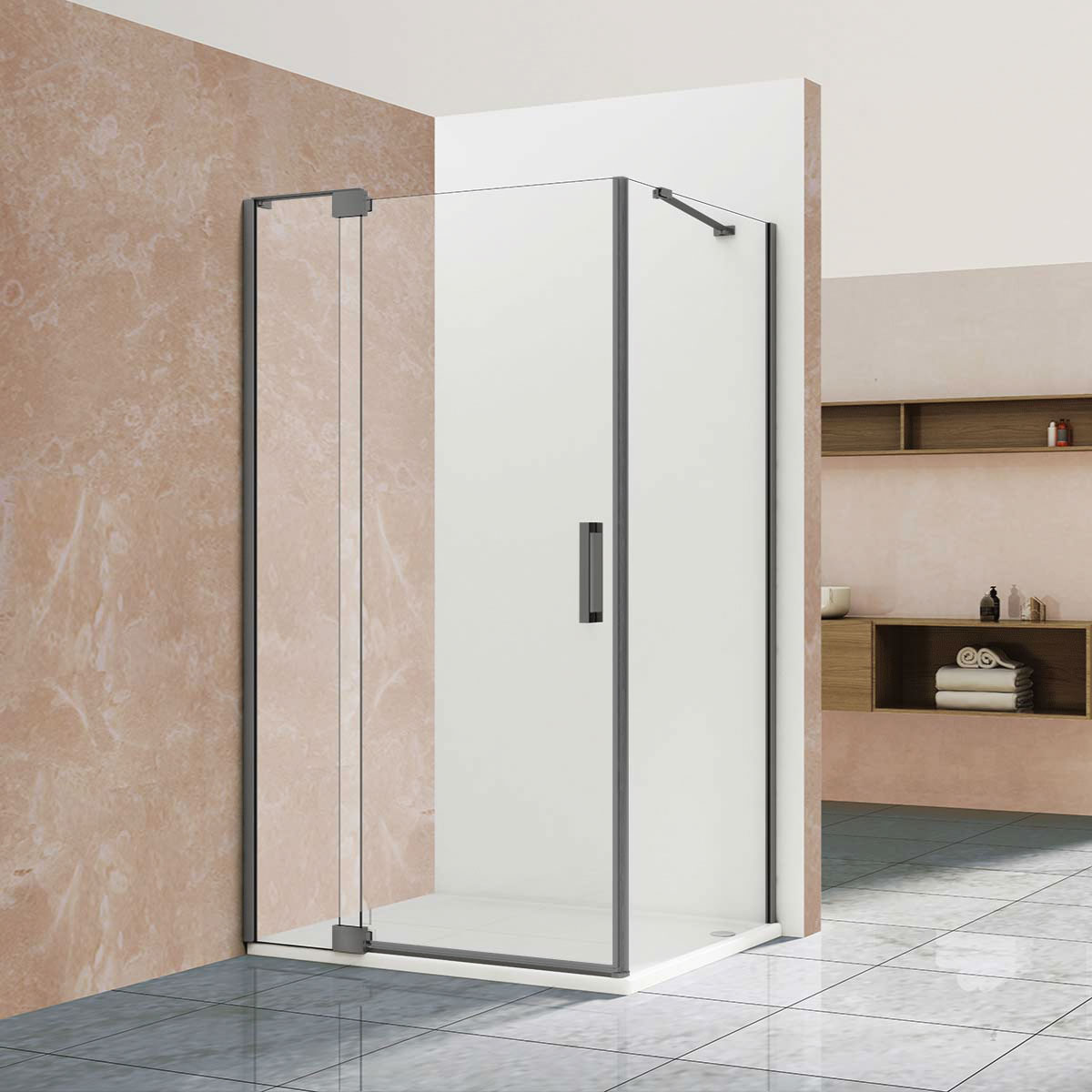Душевой уголок Vincea Extra VSR-1E809090CLGM 800/900*900 мм (вороненая сталь/прозрачное)