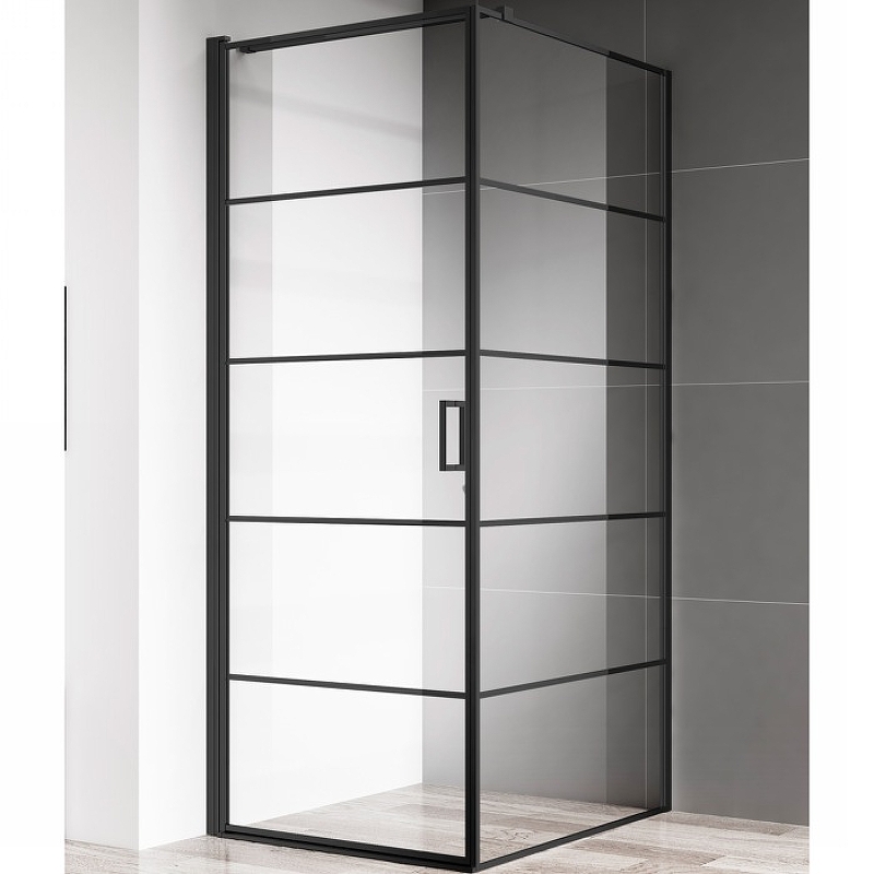 Душевой уголок AQUAme AQM5215-LH-9 900*1950 мм (чёрный матовый/прозрачное)